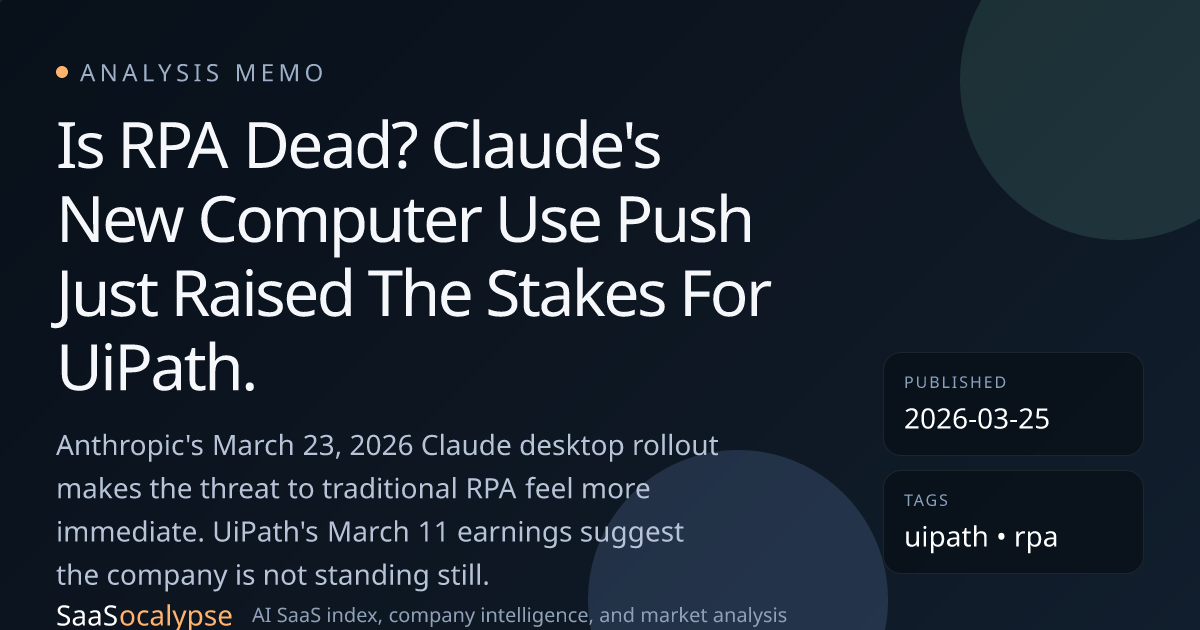 Is RPA Dead? Claude's New Computer Use Push Just Raised The Stakes For ...